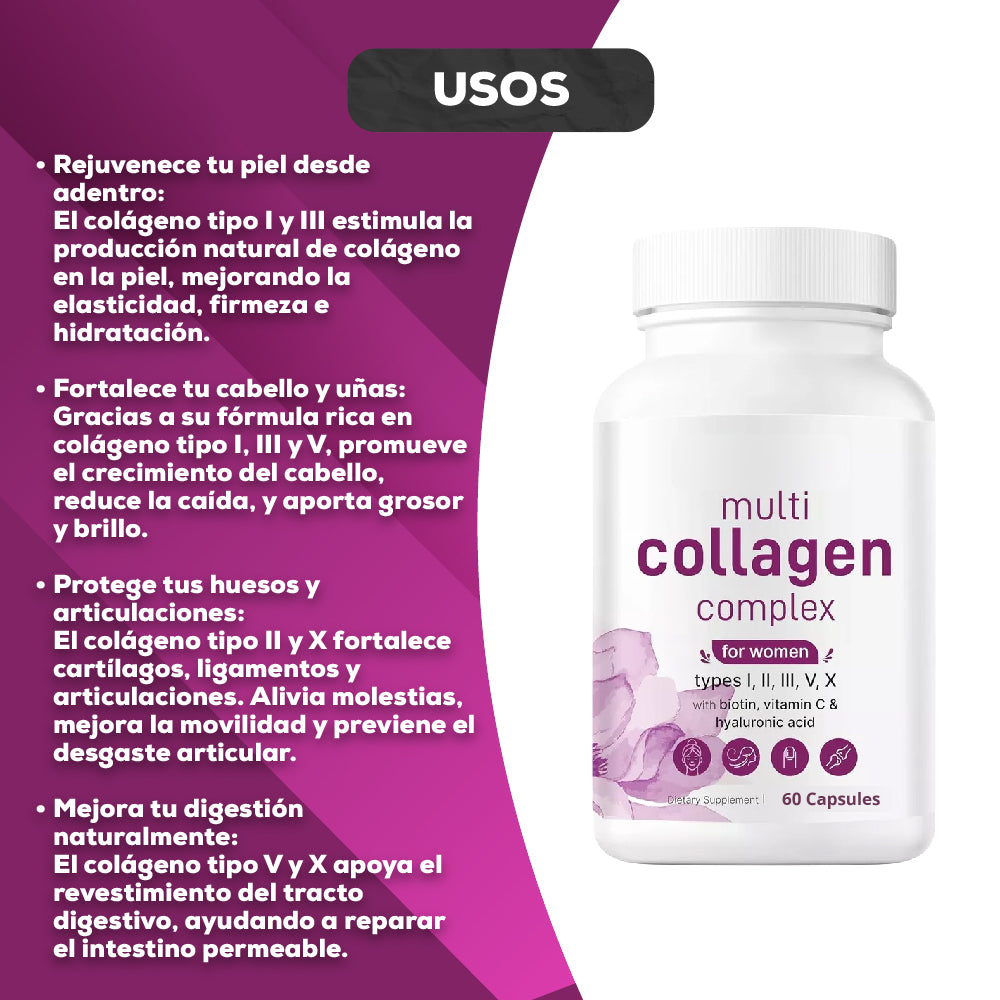 Complejo Multi Colágeno – 5 tipos de colágeno + vitaminas | Rejuvenece desde dentro
